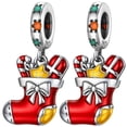 thumbnail image 1 of Dije navidad bota esmaltada lujo XmasBoot01 2Pzas Plata S925 Chapa Colgante Fijo Bota Navideña Plata/Multicolor Caja Bla, 1 of 3