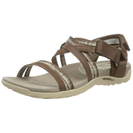 Merrell Women's Shoes Cushioned Lattice Sandal, Hook & Loop Closure Dark Earth, Size 11 M