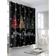 thumbnail image 2 of Black Christmas Tree Shower Curtain Set, Waterproof Shower Curtains for Bathroom, Xmas Tree Winter Snowflake Washable Fabric Cloth Bath Curtain for Bathtub Decoration with Hooks 48x72 Inches, 2 of 5
