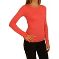 thumbnail image 2 of Aeropostale Womens Ribbed LS Basic T-Shirt, Orange, Juniors, Medium, 2 of 4