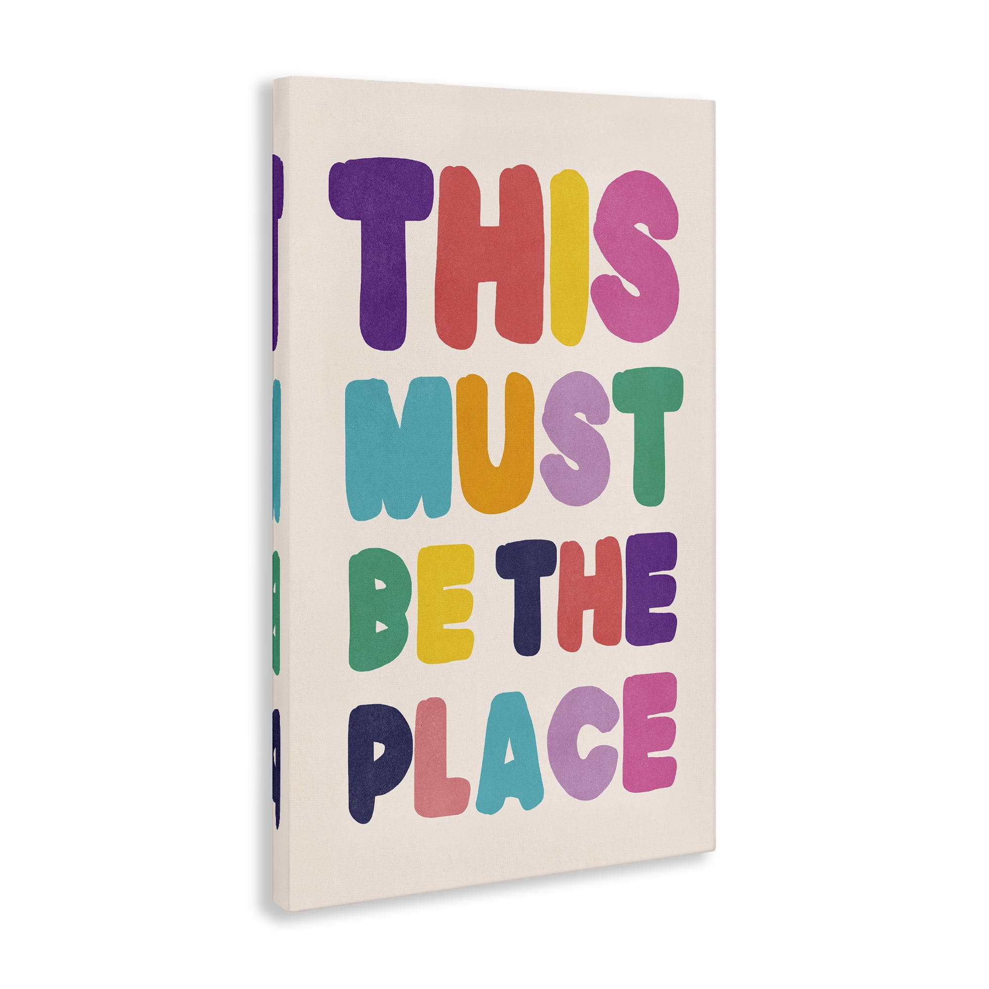 Stupell Industries Must Be The Place Phrase Text & Numbers Painting Wrapped Canvas Art Print Wall Art, 24 x 36