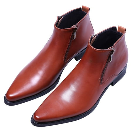 Santimon Men Formal Dress Shoes Genuine Leather Chukka Boots Fashion Ankle Boots Brown 11.5 US