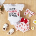 thumbnail image 2 of IBTOM CASTLE Newborn Baby Girls Casual Clothes Ruffles Sleeve Romper + Fruit Floral Bottoms Shorts + Headband 3PCS Summer Birthday Outfits 6-9 Months Lobster, 2 of 8