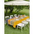 thumbnail image 4 of Outdoor Tablecloth with Umbrella Hole for Patio/Picnic/Party/Camping, Yellow Grey Stripes Waterproof Table Cloth Rectangle Table Cover Washable, Abstract Lines Geometric Modern Art (54"x 80"), 4 of 8