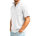 thumbnail image 4 of Kixjoy Corduroy Shirt Men Short Sleeve Quarter Zip Big and Tall Polo Shirt Casual Stand Collar Baggy Basic Pullover Tops with Pockets, White L, 4 of 9