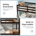 thumbnail image 4 of Mirightone Wood Twin Over Twin Bunk Bed, Twin Floor Bunk Bed with Ladder & Safety Guardrails, Low Bunk Bed Frame, All Bed with Slats, Espresso, 4 of 7