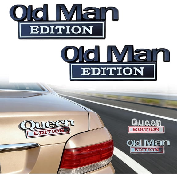 Queen Edition 3D Emblem Sticker, 2026 New Old Man Edition Car Emblem, Funny & Durable Edition Emblems Sticker Badge for Car Truck SUV Motorcycle Universal Fit Easy Installation (Old Man Black White)