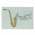 thumbnail image 1 of Music Cutting Board, Illustration of Old Saxophone with Template Solo Vibes Art Print Design, Decorative Tempered Glass Cutting and Serving Board, Small Size, Yellow Black White, by Ambesonne, 1 of 1