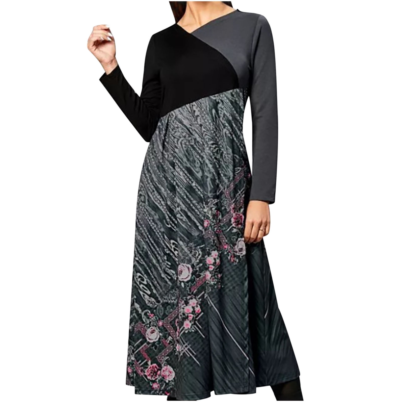 Zaful Dresses for Women Womens V-Neck Printed Long Kuwait Ubuy