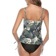 thumbnail image 2 of Plus Size Women's 2-piece Tummy Control Swimsuit, Open Back, Green Leaf Print, Big Bust, Vacation Ready 26s, 2 of 5