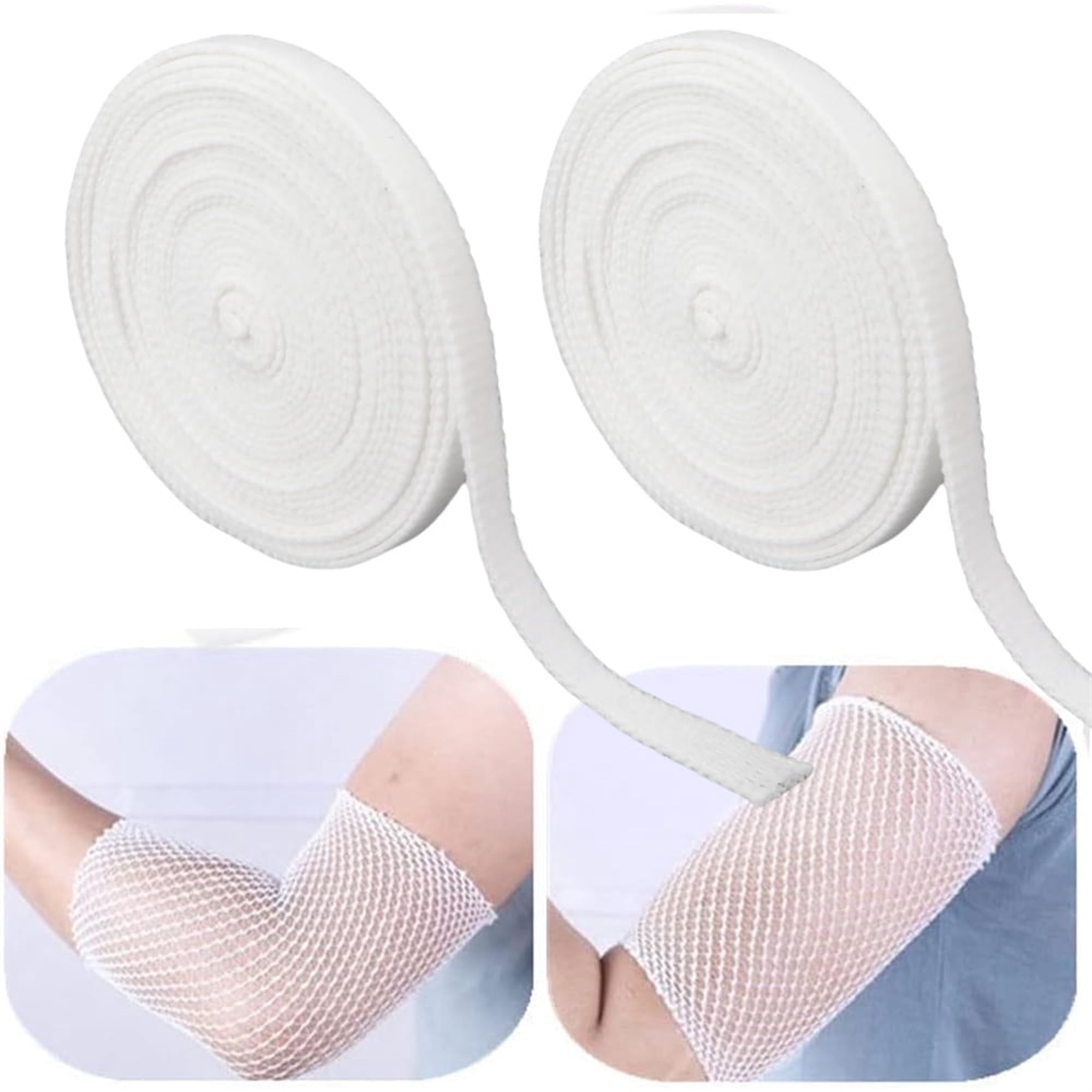 2Roll Elastic Tubular Webbing,78.7Inch Breathable Net Bandage,Stretch Wound Dressing,Breathable Gauze Stretch Bandage,Bandage Retainer for Wrist,Forearm,Leg,Elbow (White)