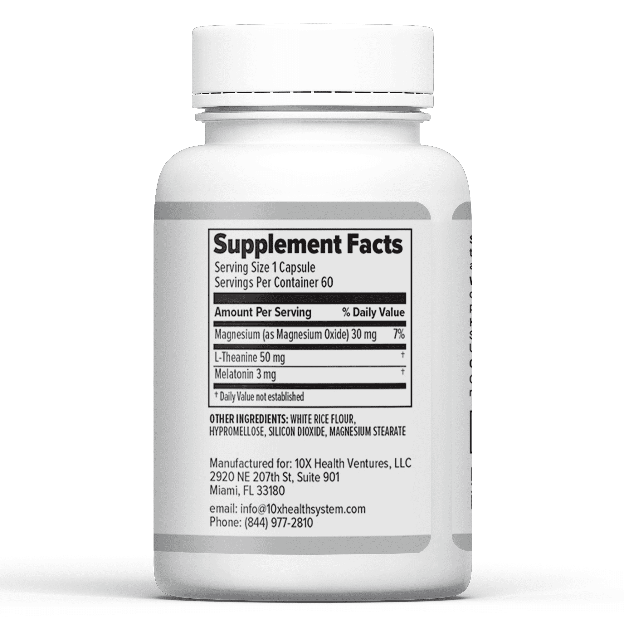 10X Health Sleep Aid with Melatonin, Magnesium, and L-Theanine for Sleep Support, 60 Capsules