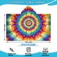 thumbnail image 2 of Colorful Tie Dye Dot Mandala Pattern Hooded Bath Towel，60"x35" for Ages 3 To 12 Kids, Quick Dry Lightweight Soft Microfiber Hood Beach Towel Cover Up for Kids, 2 of 7