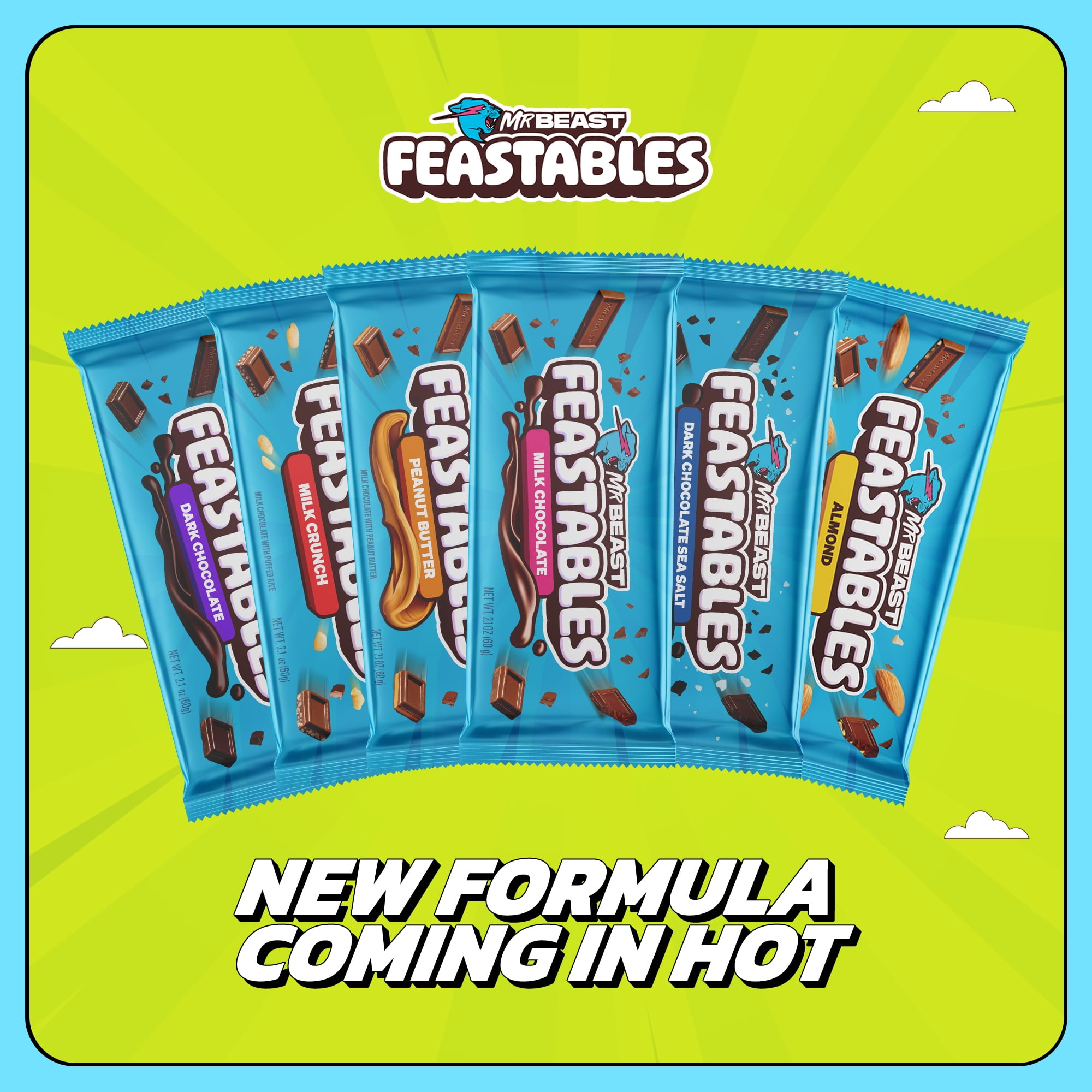 (2 pack) Feastables MrBeast Peanut Butter Chocolate Crunch Bar, 1.24 oz (35g), 1 Count