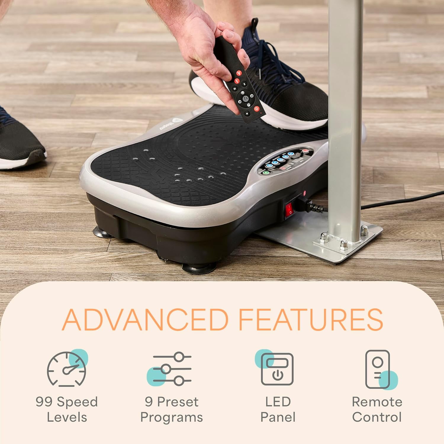 Lifepro TrimLite Vibration Plate Exercise Machine with Handlebars – Whole Body Vibrating Plate for Weight Loss, Lymphatic Drainage & Home Fitness – 99 Speed Levels, Resistance Bands, Bluetooth - Gray