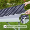 thumbnail image 6 of Navy and White Geometric Lattice Pattern Square Fitted Tablecloth with Elastic Edge,Square Table Cover,Washable Elastic Table Cover for Home Kitchen Party Decor 34"x34", 6 of 6