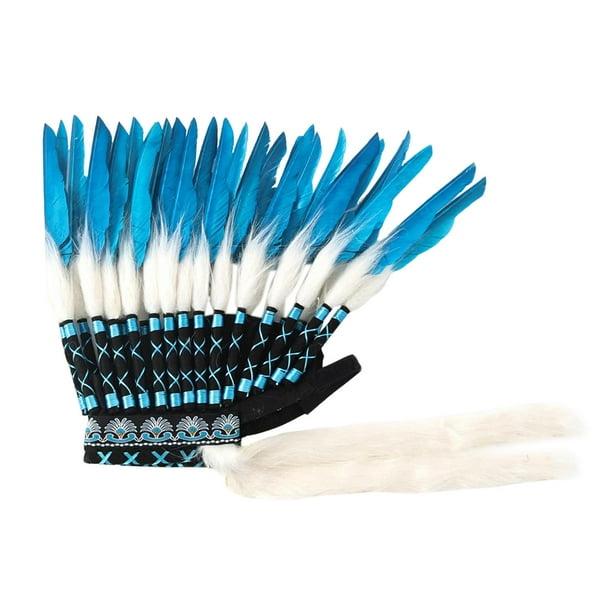 Tocado de plumas artificiales, accesorio fotográfico, diadema decorativa para fiesta de Halloween Azul 55cmx45cm
