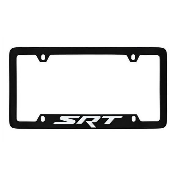 Dodge SRT Black Coated Metal Bottom Engraved License Plate Frame Holder