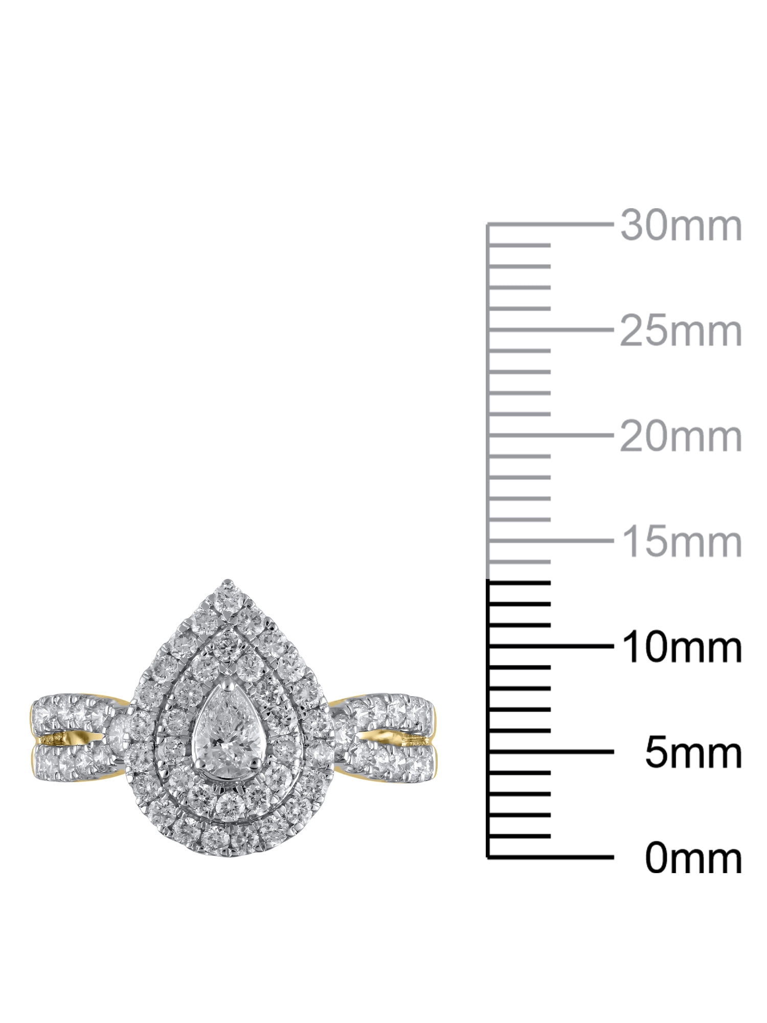 1 Carat T.W. (I2 clarity, H-I color) Brilliance Fine Jewelry Pear cut Diamond Engagement Ring in 10kt Yellow Gold, Size 6