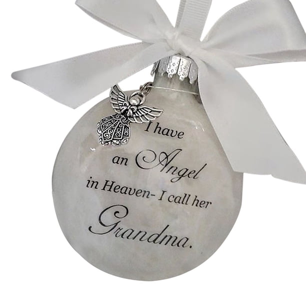 Billuyoard Bola de plumas Ángel en adorno conmemorativo signo decoraciones conmemorativas para papá mamá decoración familiar bola Navidad decoración Decoración del hogar abuela Billuyoard HA003103-05