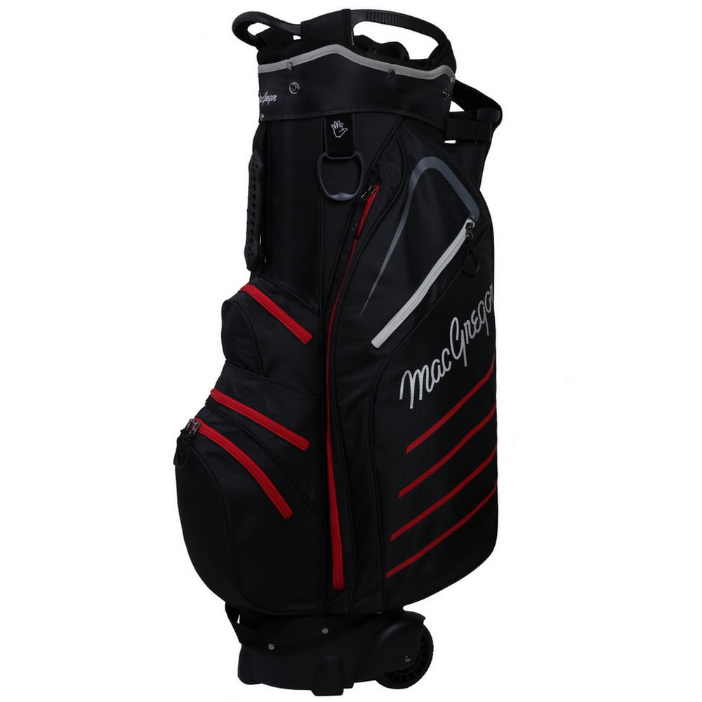 MacGregor Golf VIP Cart Bag with Built In Wheels / Handle, 14 Way Divider, Black/Red
