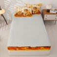 thumbnail image 4 of Manfei Kawaii Dog Zipper Twin Comforter Sets with Fitted Sheet and 2 Pillowcases, Autumn Maple Leaf Zipper Bedding Set, Orange Golden, Gray Reversible, 4pcs, 4 of 7