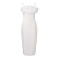 thumbnail image 2 of KaLI_store Formal Dress Women Ruffle Sleeve Formal Dresses Evening Party Midi Dress Wedding Guest Midi Bodycon Fishtail Dresses White,M, 2 of 5