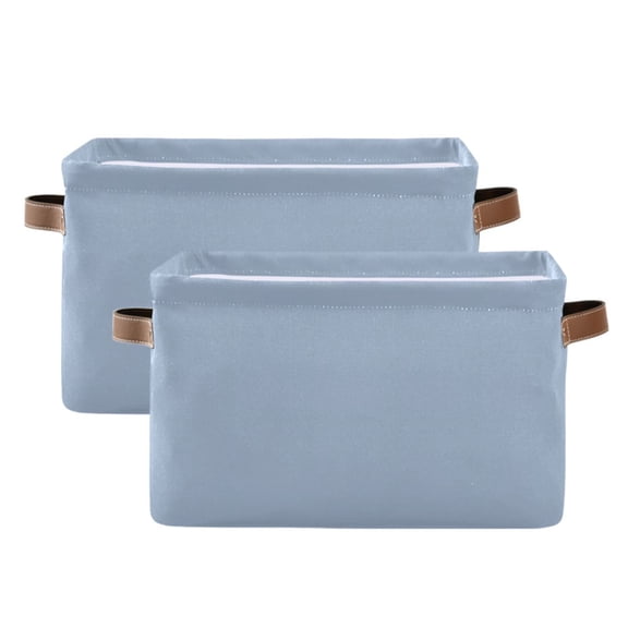 Ryvnso Lake Blue Storage Basket Large Bin Foldable Boxes Toys Organizer 14.2x10.2x8.3in 2 PCs