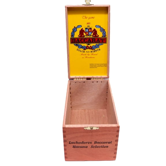 Baccarat The Game Luchadores Havana Empty Wood Cigar Box 6.5" x 3.75" x 4"