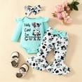 thumbnail image 3 of Baby Girl Clothes Outfit Newborn Letter Holy Cow I'm CUTE Ruffle Cow Print Romper Long Pants Headband Clothing Sets for Fall Winter 0 3 6 9 12 18 Months Baby Girl Clothes, 3 of 7