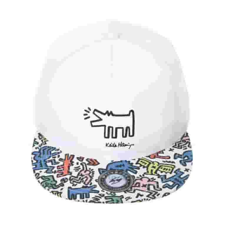 WITHMOONS Snapback Hat Keith Haring Pop Art Dog Rubber Patch WITHMOONS Snapback Hat Keith Haring Pop Art Dog Rubber Patch