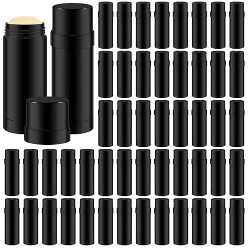 50 Pcs 60ml/2oz Empty Deodorant Containers Twist Up Plastic Filling Bottle Refillable Deodorant Holder Tube for Homemade DIY Lipstick Sunscreen Balm Lotion Bar(Black)