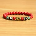 thumbnail image 5 of RSAMD 8MM Natural Obsidian Eyes Beads Tiger Eye Agate Buddha Head Fashion Bracelets-Red Turquoise, 5 of 6