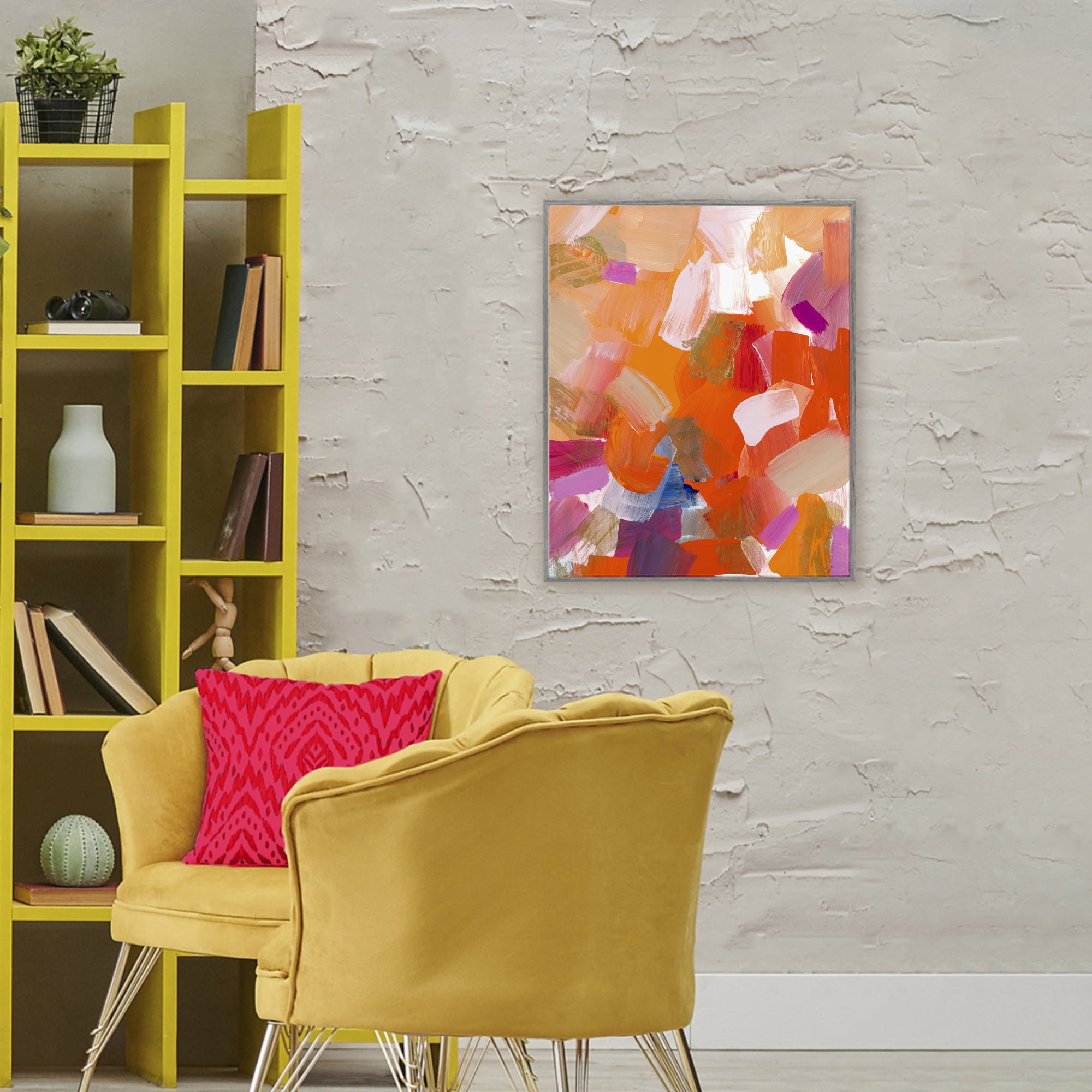 Stupell Industries Confetti Petals Abstraction Gray Framed Giclee Art, design by Lanie Loreth