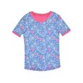 thumbnail image 2 of Sleep On It Toddler Girls 2-Piece Super Soft Jersey Snug-Fit Pajama Set with Matching Scrunchie - Delicate Florals, Blue & Pink, Size 3T, 2 of 4