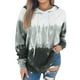 thumbnail image 2 of Sudadera informal elástica de manga larga gris para mujer, talla XL, sudadera con capucha degradada con diseño estampado, 2 of 5