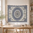 thumbnail image 5 of Blue and Gold Mandala Centered on White Background, Serene Boho for Bohemian Decor Lovers, Traditional Eastern Wall Art, Housewarming Gift, Tapestry Wall Hanging for Bedroom and Living Room, 5 of 7