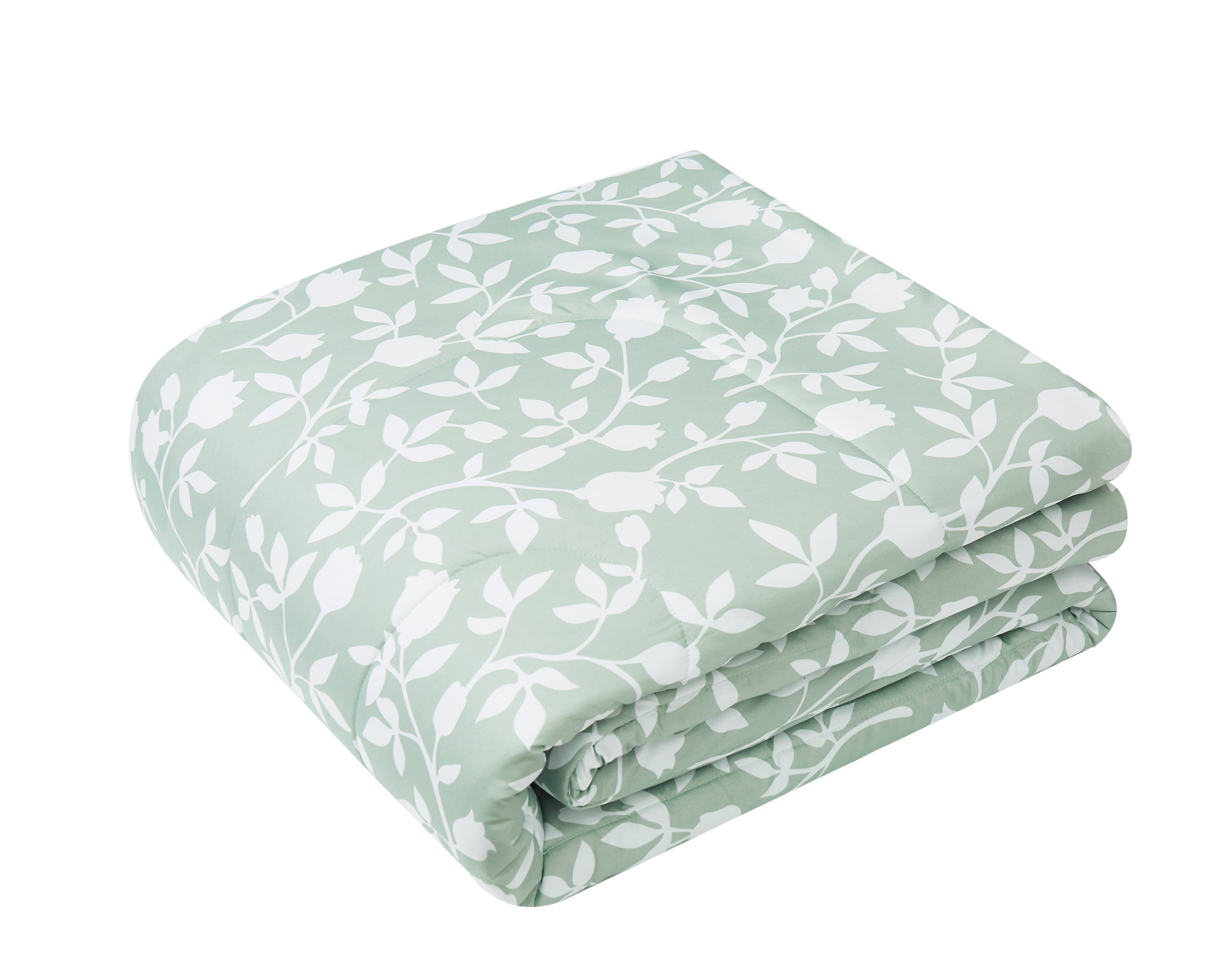 Mainstays 5 Piece Reversible Bed in a Bag Comforter Set with Sheets, Green Floral, Twin-XL