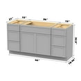 thumbnail image 5 of Vanity Art 66" Freestanding Bathroom Vanity Cabinet without Top in Gray, 5 of 6