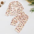 thumbnail image 2 of Boys 2‑Piece Collared Button‑Up Pajama Set with Cartoon Print,Soft Fabric Sleepwear for Boys 3-4 Years, 2 of 7