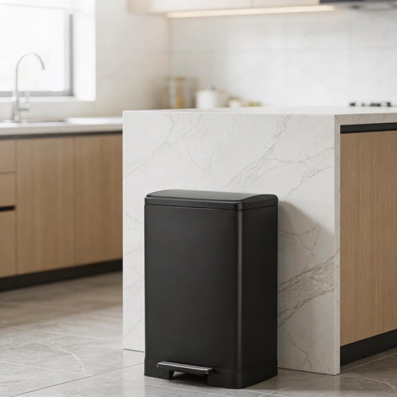 60L Stainless Steel Step Trash Can, Large Kitchen Garbage Bin with Soft-Close Lid, Removable Inner Bucket, Fingerprint & Rust Resistant, Hands-Free Pedal, Modern Space-Saving Design
