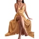 thumbnail image 1 of Txlixc Vestido de fiesta para mujer, color sólido, cuello vuelto, correa de espagueti, espalda abierta, una pieza con abertura hasta el muslo para damas Txlixc Moda, 1 of 9