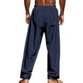 thumbnail image 6 of Men's Spring Autumn Cotton Linen Drawstring Casual Beach Pants - Solid Color, Loose Fit, Elastic Waist, Multi-Size, 6 of 8
