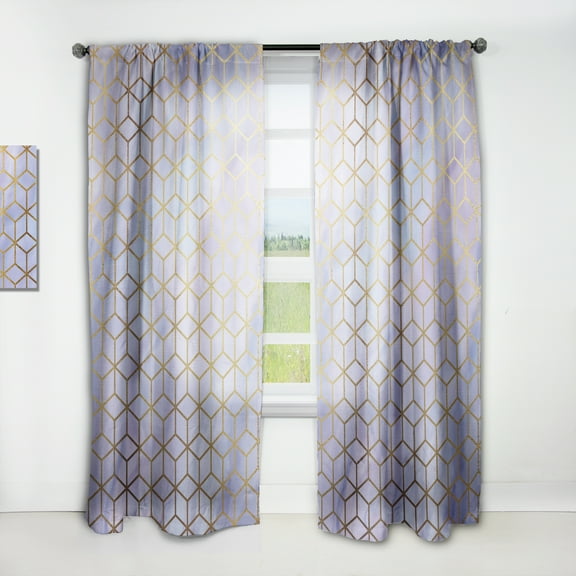 Designart 'Honeycomb Capital Gold V' Modern & Contemporary Curtain Panel