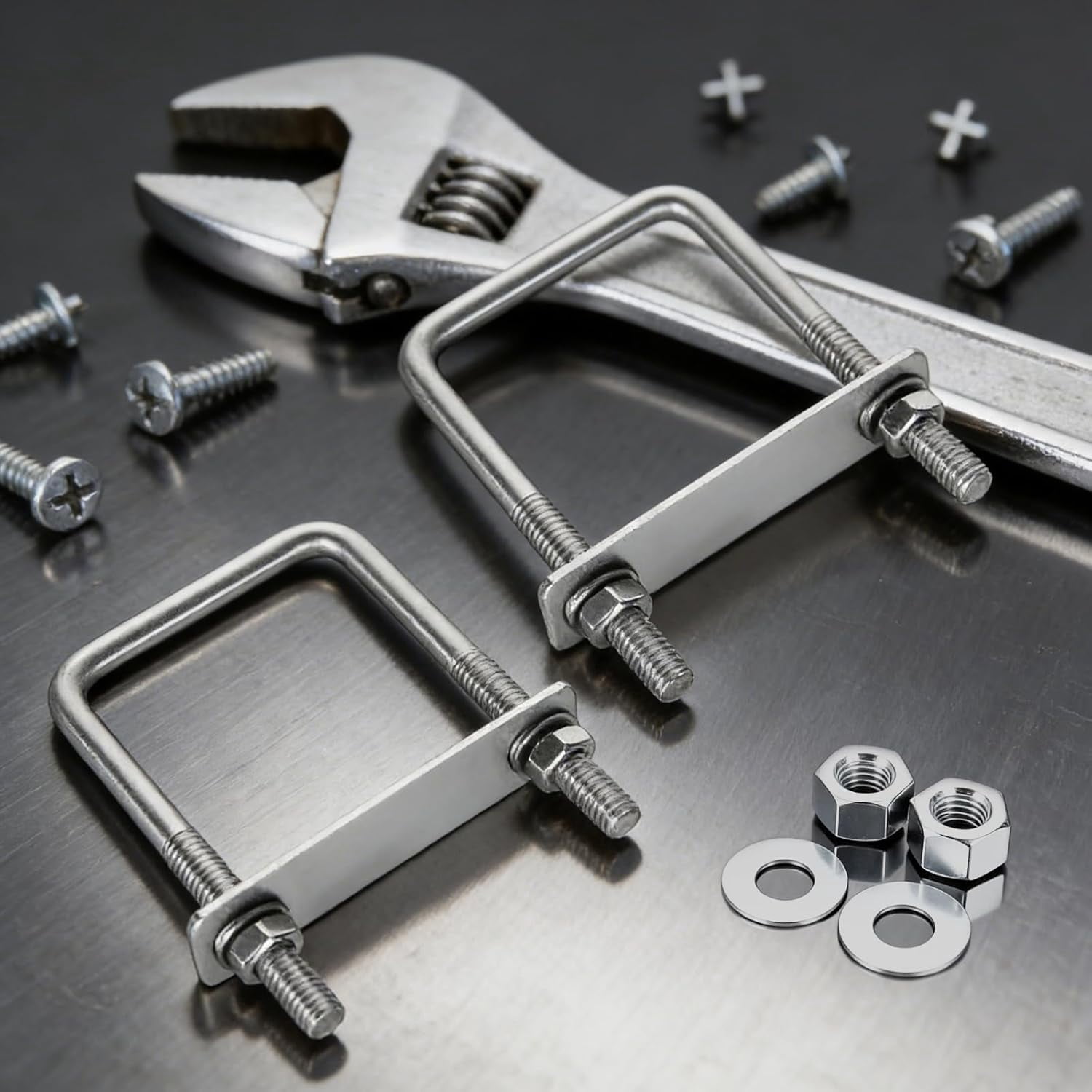 ABOURT Square U-Bolt 304 Stainless Steel 8-Pack 2-1/2" Inner Width x 3.94" Length