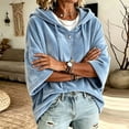 thumbnail image 6 of Textilo Womens Velvet Hoodies 3/4 Batwing Sleeve Drawstring Hoodie Hooded Solid Color Sweatshirts Travel Loose Fit 2026 Fall Winter Casual Clothing,Blue M, 6 of 6
