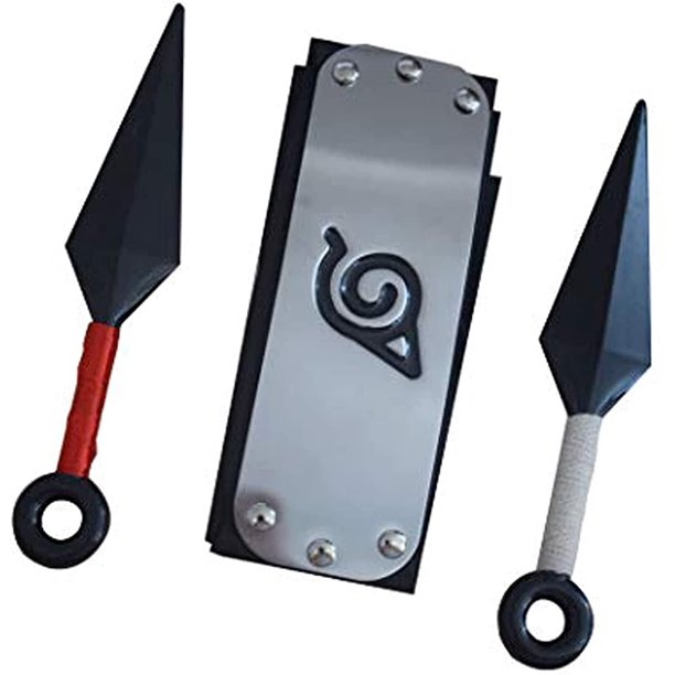 Konoha Leaf Village Cosplay Headband with Red and White Plastic Kunai