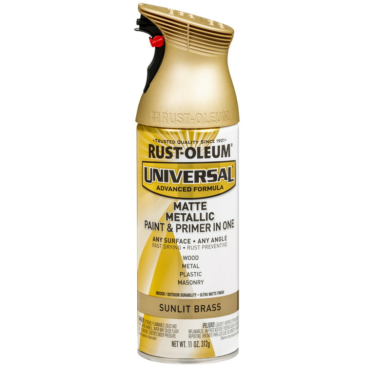 Rust-Oleum 353093 Universal All Surface Metallic Spray Paint, 11 oz, Matte  Sunlit Brass 