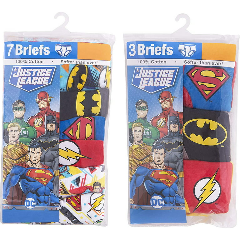 DC Comics Boys Justice League Underwear Multipacks Briefs, Multi Color, 4T  US
