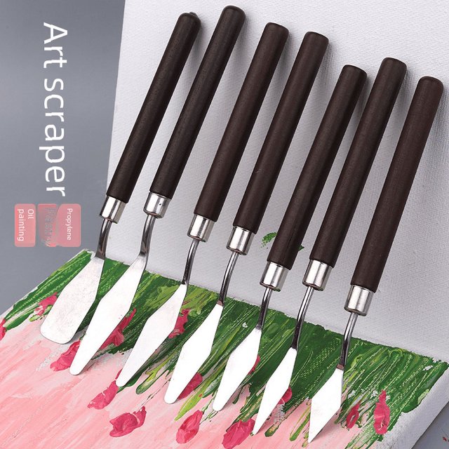 Raspador de pintura al óleo para arte, raspador de pintura gouache, palo de pintura al óleo, raspador de acero inoxidable, varios tipos de suministros para raspadores de arte